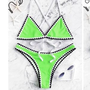 NEW ZAFUL Neon Green Criss Cross Cheeky Bikini